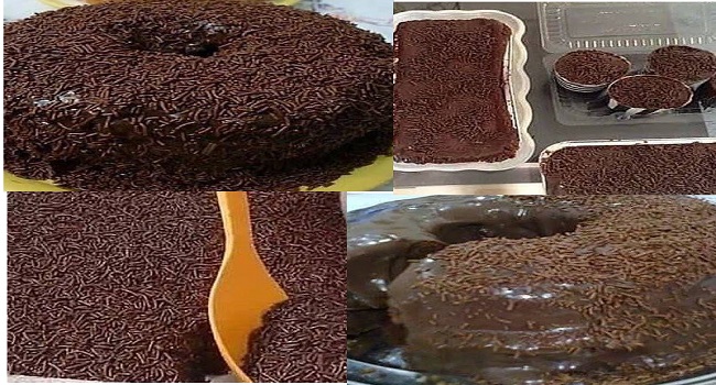 Bolo de chocolate macio e com cobertura de brigadeiro